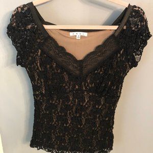 CAbi #503 Black Lace Stretch Top
